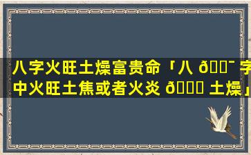 八字火旺土燥富贵命「八 🐯 字中火旺土焦或者火炎 🐞 土燥」